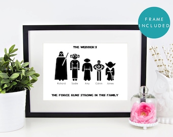 Star wars, family print,star wars christmas gift, star wars gifts, star wars, darth vader gifts, personalised family print, star wars poster