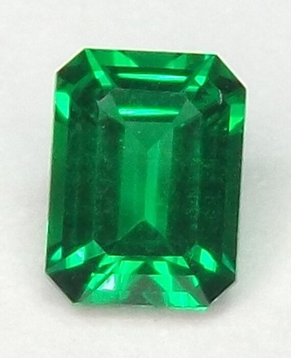 Green lab created Emerald Nanocrystal Asscher cut 8x6mm.loose