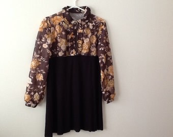 Upcycled Clothing Refashioned Retro Shabby Romantic Repurposed Blouse Top Tunic Dress. Women's Size Medium.