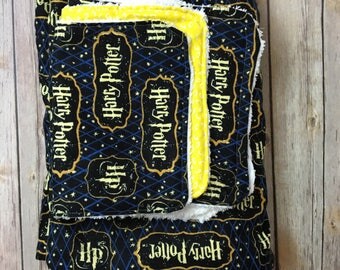 Harry Potter baby blanket gift set / Harry Potter baby shower gift set in many fabric options / Harry Potter minky blanket /