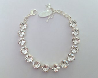 ANY SINGLE COLOR: Custom Swarovski Crystal Bracelet (8mm) Choose Finish & Color