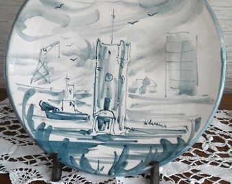 Ceramic plate Albisola painted by hand-albisola ceramic-made in Italy-handmade-ceramic plate