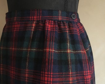 Vintage Pendleton 60's Skirt Plaid Wool Tartan