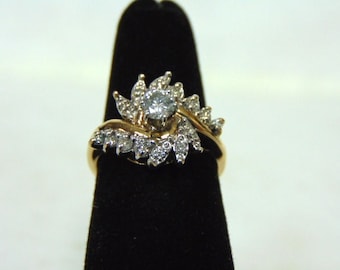Amazing Womens Vintage Estate 14K Yellow Gold & Diamond Ring 4.9g #E2937