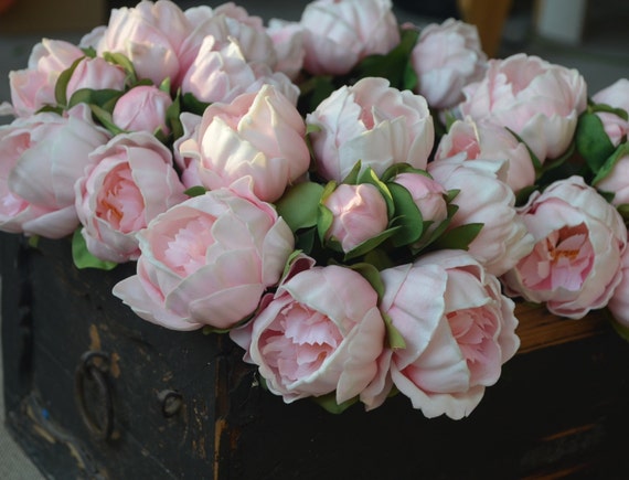 Blush Pink Peonies Real Touch Flowers For Silk Bridal Bouquets