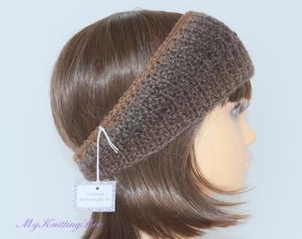 Hand Knit Ear Warmer in Multi Color Brown