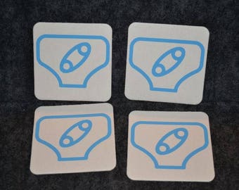 Paper Coaster Set, ABDL, Diaper, Blue