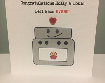 Personalised pregnancy card- bun in the oven- woo!!!