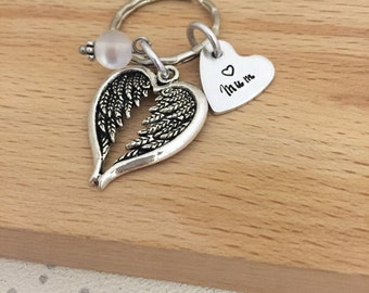 personalised memorial gifts, personalised keyring, angel wings, personalised angel, condolence gift, guardian angel, bereavement gift, loss