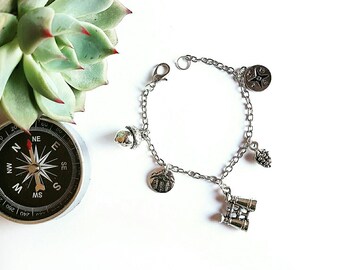 Frontier Bracelet // Travel Bracelet // Travel Jewelry //Travel Gift // Woodland Jewelry // Wanderlust Charm Bracelet