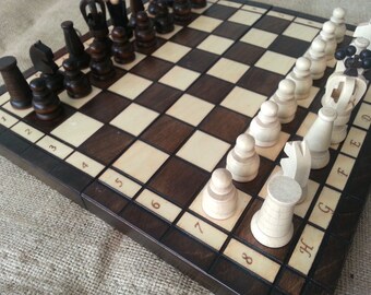 Board Wooden Game. Wooden Chess board. Chess set Carved chess