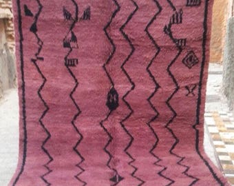Thick Pile Red Large Soft pile Beni Ourain 100% Moroccan Rug Hand Woven Wool Rug 9 Ft 8" x 6 ft 8" Berber Tribal Rug