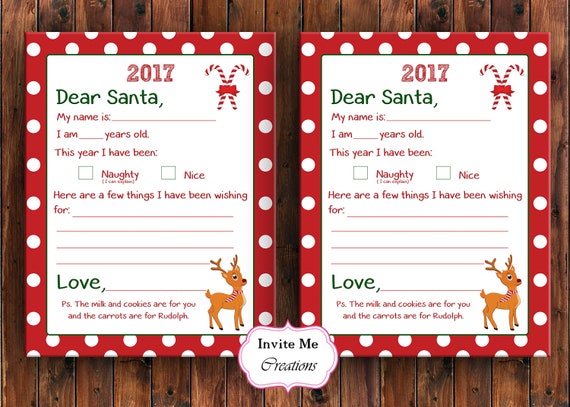 Santa Letter Letter To Santa Christmas Wish List Instant