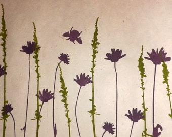 Gift Wrap -Bees and Wildflowers Gift Wrap | Handmade | Screen Printed | Eco Friendly | Loktas Paper