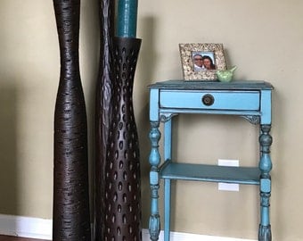 SOLD!!!!! Gorgeous Antique Teal Nightstand with Amazing Legs SOLD!!!!