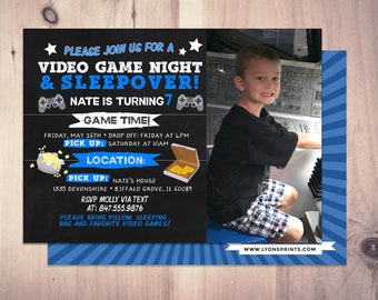 Sleepover party invitation / boy birthday invitations / sleepover invitation / super hero invitation / comic invitation / XBOX, video game