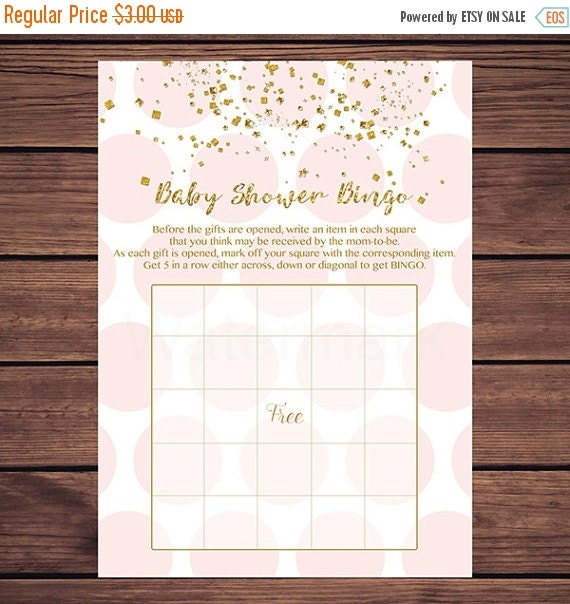 pink and gold shower bingo baby Gold Pin Shower Pink Bingo and Card, and Baby Cards, Bingo Baby Shower