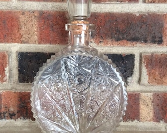 Vintage Pressed Glass Liquor Decanter with Stopper