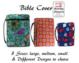 Bible Cover Sewing Pattern, Zippered Bible Case, Book Cover, Bible Organizer, Book Holder, LARGE, MEDIUM, SMALL
