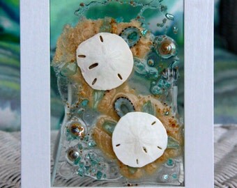 Sea Turtle Wall Art, Sea Glass Art for Wall, Sea Turtle Seashell Art for Bathroom Decor, Sea Turtle Sun Catcher for Home Decor