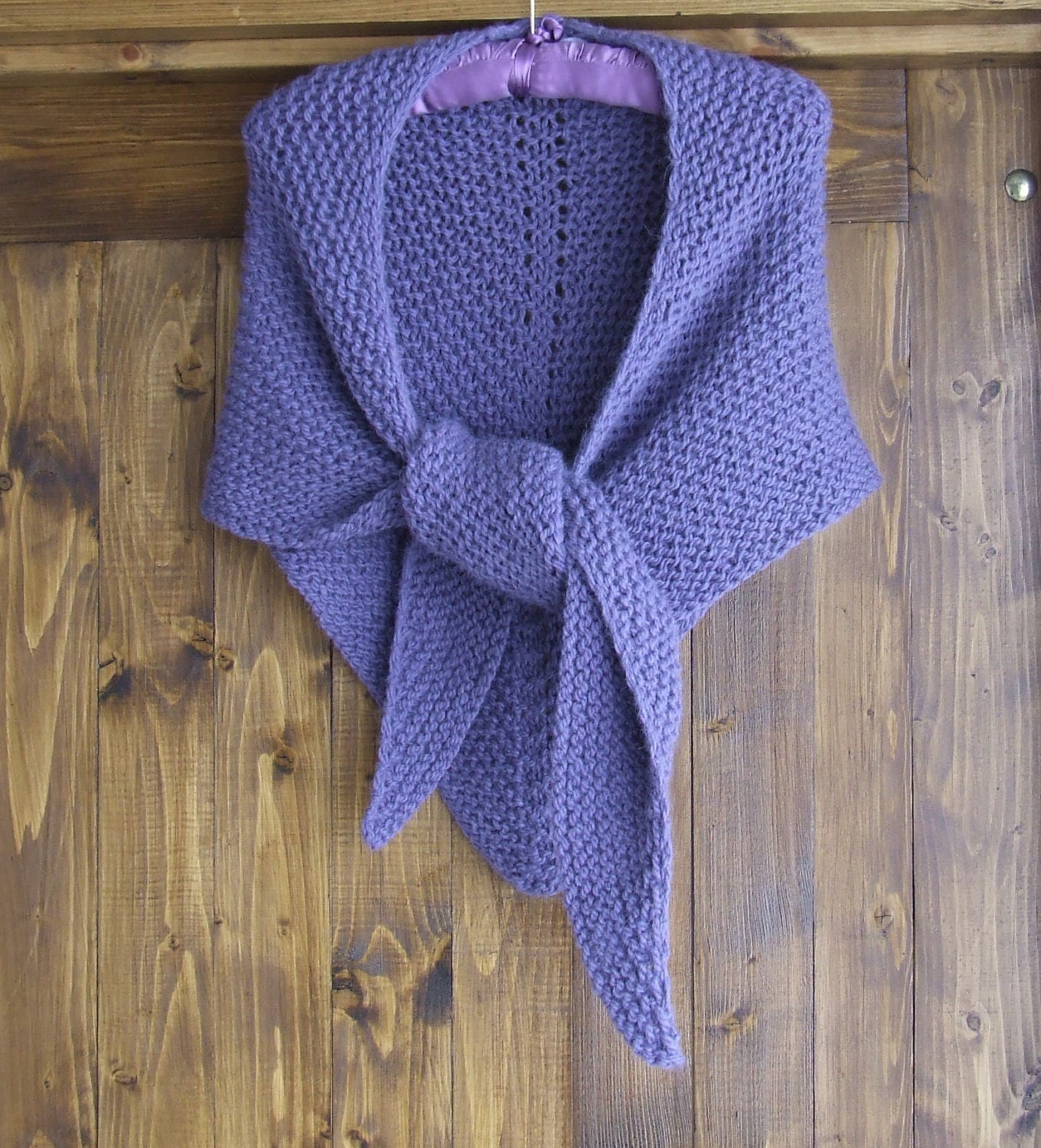 Hand knitted chunky alpaca shawl Knit triangle shawl