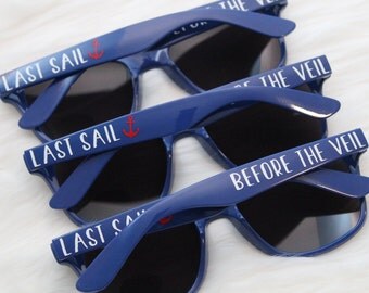 Bachelorette party sunglasses - last sail before the veil - party favor - wedding party sunglasses -
