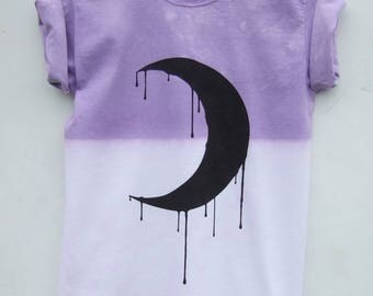 Dripping Moon Phase Pastel Goth Shirt, Purple Dip Dye Tumblr Grunge Kawaii Top, Hipster Graphic Tee - 2 weeks pre-order