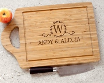 Engraved Initial & Name Cutting Board, Large Custom Cutting Board