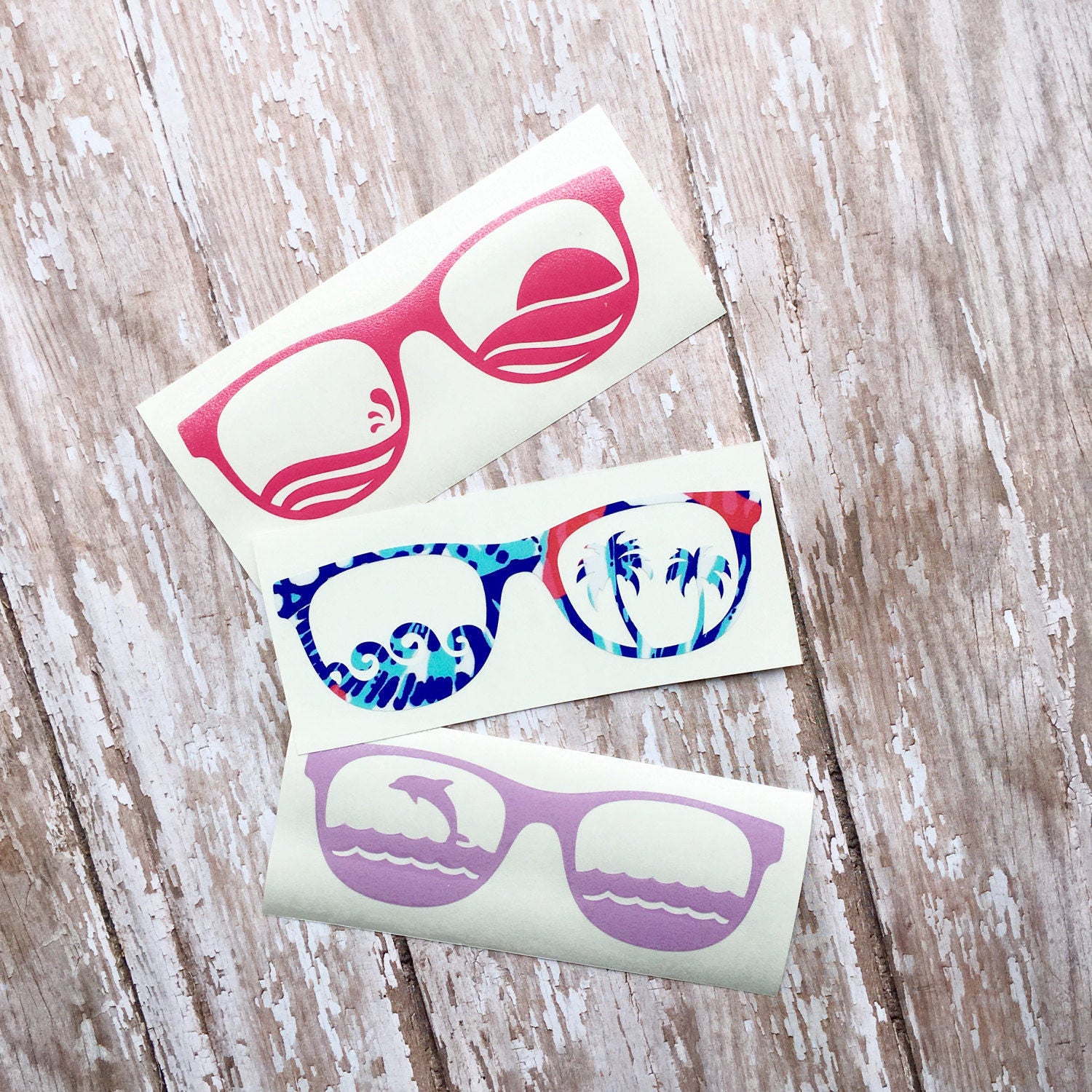 Beach Scene Sunglasses Decal Sticker Palm Tree Ocean Dolphin