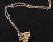 Iridescent bismuth and Czech glass beads necklace - bismuth necklace - bismuth jewelry - bismuth crystal gift - geometric bismuth crystal