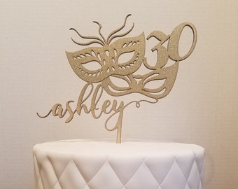 Masquerade Mask Cake Topper - Customize with name and age