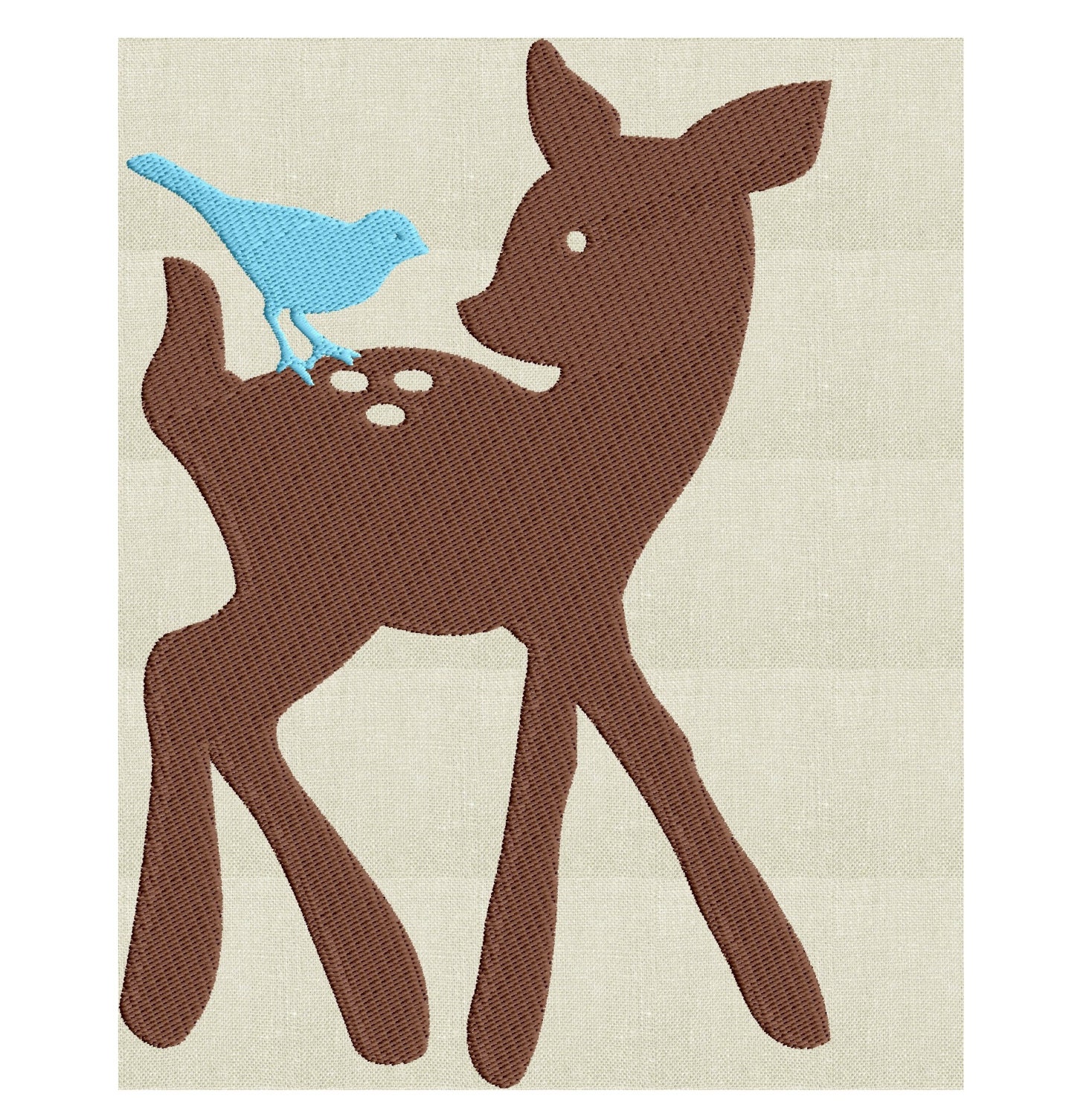 Baby Deer with bird Embroidery Design Embroidery DESIGN FILE