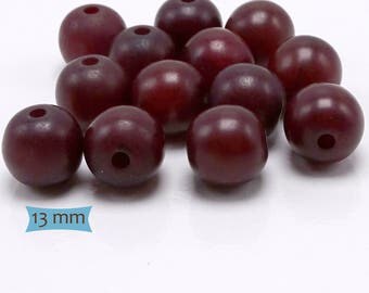 Round Copal Natural Resin Beads Burgundy Wine—5 Pcs | 20-CP130A-5