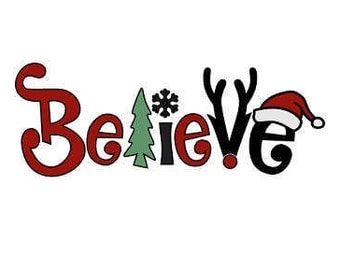 Iron On Fabric Applique, Believe Christmas Applique Design, DIY Applique Kit for Pillows, Banners, Flags, Tote Bags, T Shirts By DIY Sewing