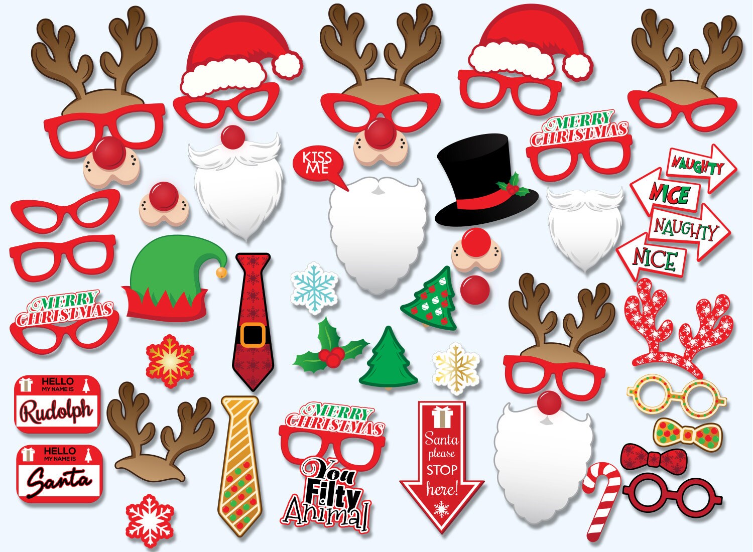 Christmas Printable Photo-booth Props Photo-booth props