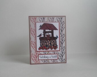 Get Well Soon Card, Paper Handmade Greeting Card, Wishing You Well, Feel Better Soon Card, Illness Card, Wishing Well Card, Homemade, Purple