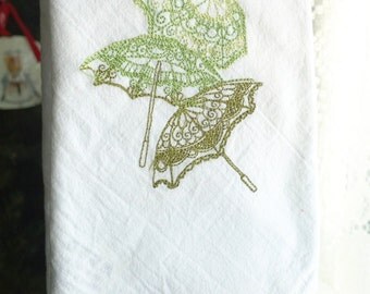 Delicate Parasols Tea Dish Towel PREMIUM