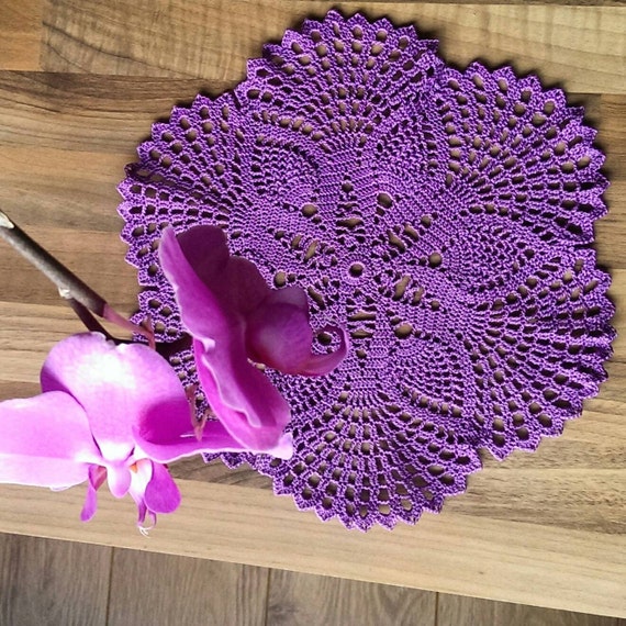 Purple doily crochet tablecloth doily purple by iCrochetWorld