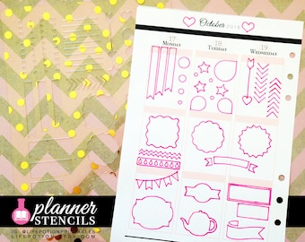 A5 Planner Stencils - Bullets Shapes Banners Flags