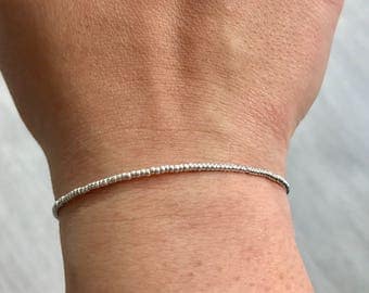 Sterling silver bracelet, sterling silver miyuki bracelet, delicate bracelet, bridesmaids gift, friendship bracelet, Dainty bracelet