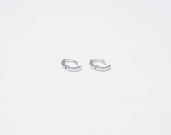 Sterling silver hoop earrings - hinged hoop earrings - silver hinged earrings - tiny 8 mm hoops - silver sleeper hoops - petite earrings