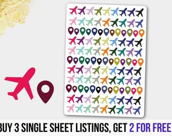 Plane Stickers, Airplane Sticker,Travel Stickers,Vacation Stickers, Flight Sticker,Airplane Planner Stickers, Planner Stickers, Map Sticker