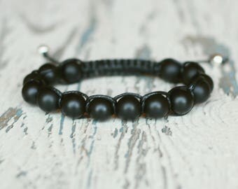mens shamballa bracelet Macrame bracelet gemstone shamballa black Knotted jewelry mens gift friendship wrap beads bracelet adjustable