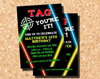 Laser Tag Invitation, Laser Tag Birthday Invitation, Laser Tag Party Invitations, Laser Tag Party, Digital Printable Invitation