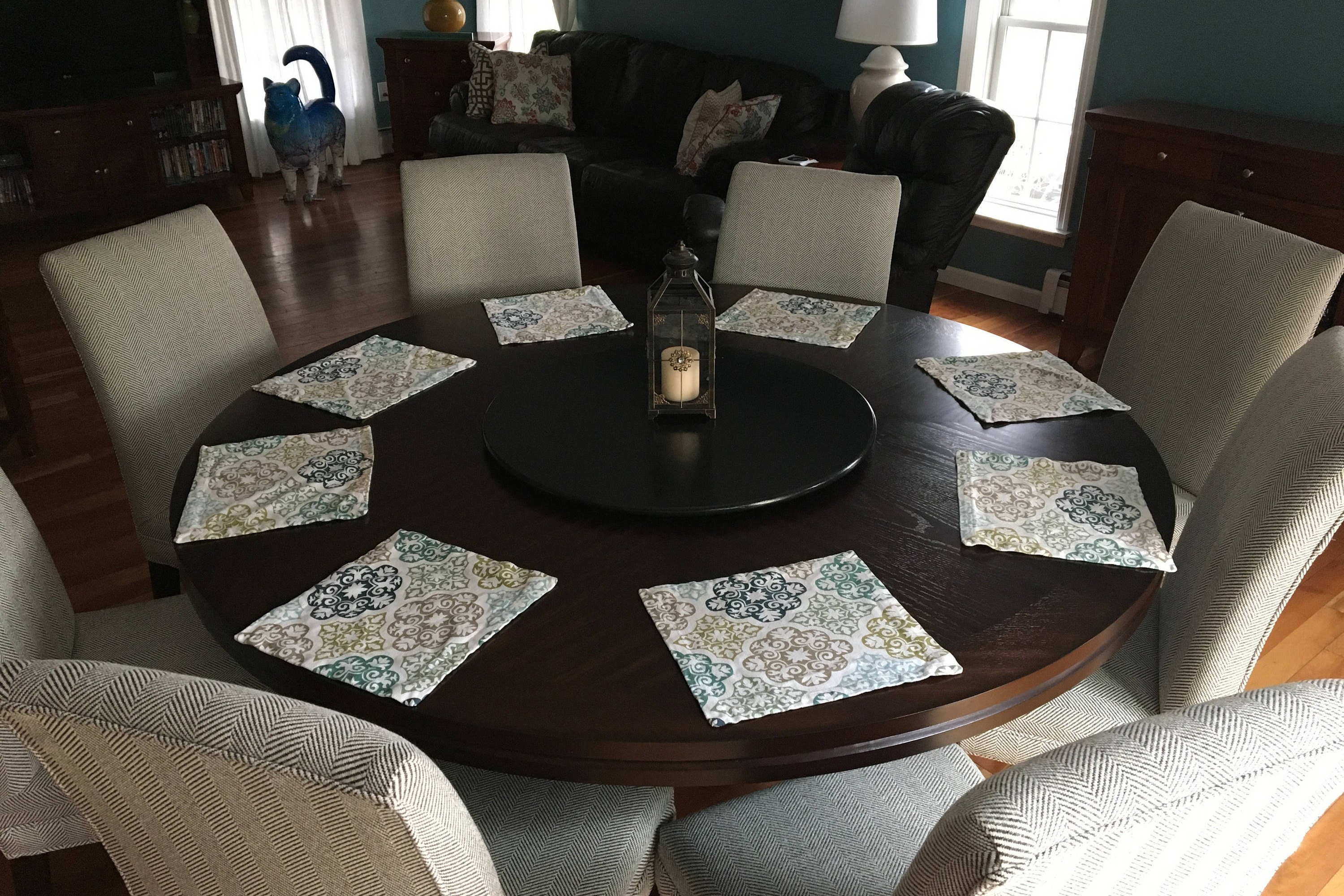 Black Wood Lazy Susan Table Centerpiece