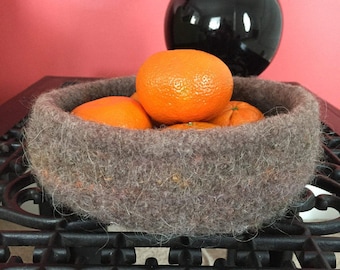 Wool Bowl, Hand-Knit and Felted in "Muckeldy-Dun"