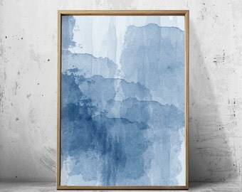 Blue Watercolor Abstract Painting Minimalist Art Indigo Blue Navy Wall art Large Abstract Print Modern Art Contemporary Minimal Printable