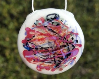 Heady Glass Pendant Necklace Handmade Contemporary Abstract Art Glass Signature Jewelry