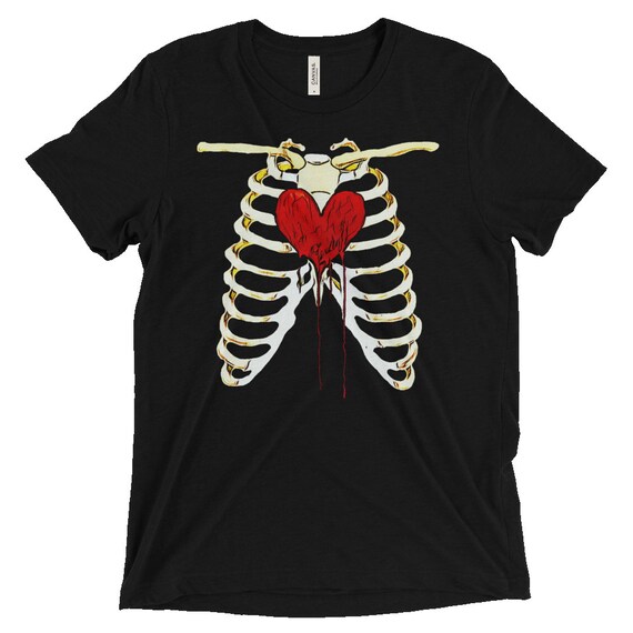 Rib Cage Bleeding Heart Tee Soft Triblend Tee Available in
