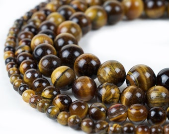 Natural Tiger Eye Beads 4mm 6mm 8mm 10mm 12mm Wholesale Round Gemstone 15.5" Full Strand mala stones